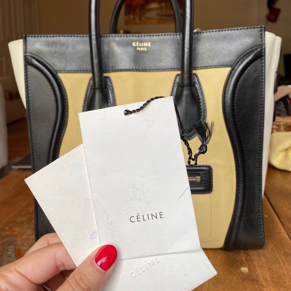 Celine Tricolor Mini Leather Luggage Tote - Picture 10 of 13